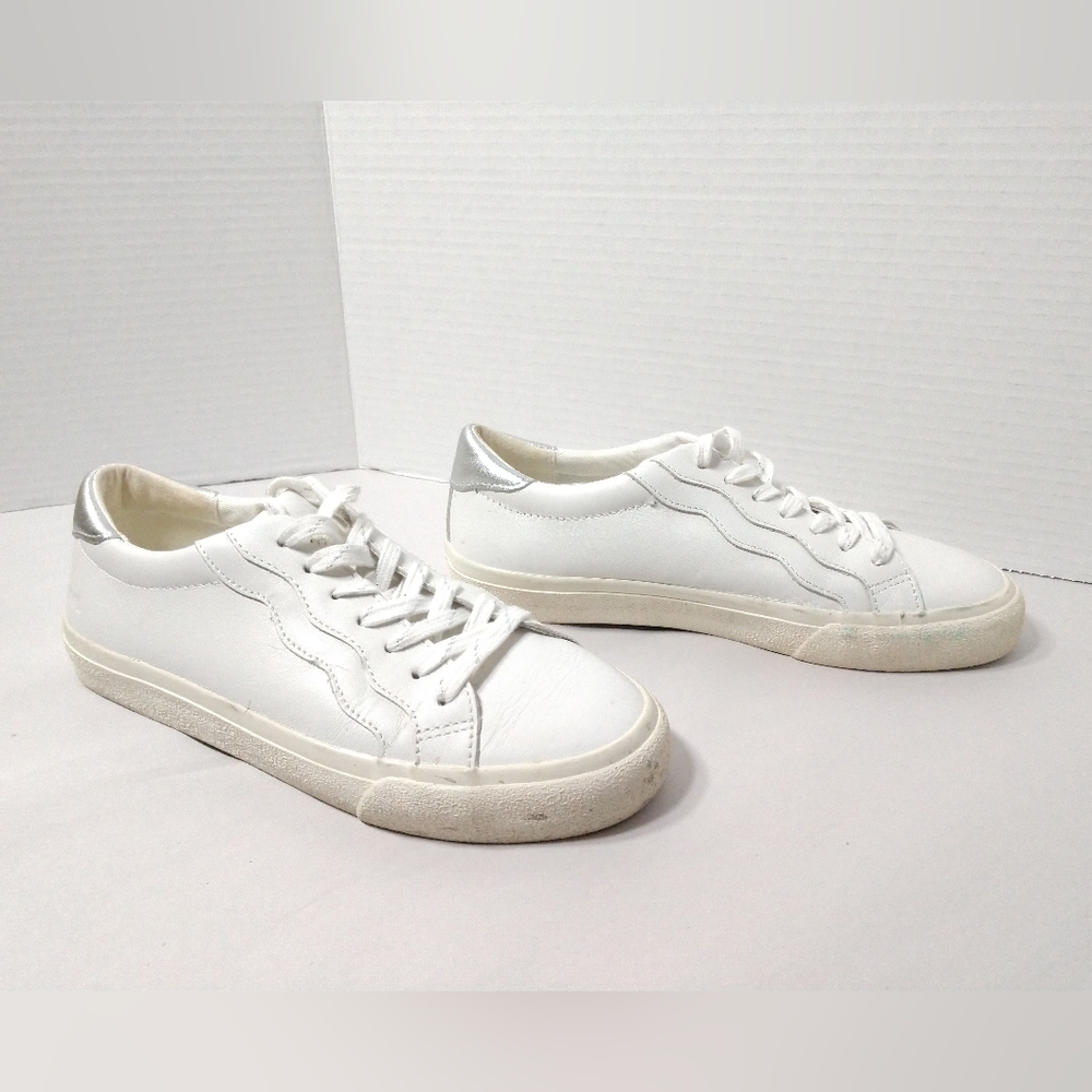Madewell White & Silver Leather Sneakers Size 7.5 M - Picture 4 of 15